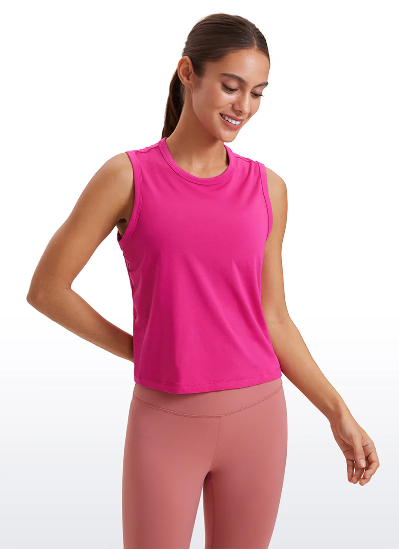 Pima Cotton High Neck Cropped Tank - Image 27
