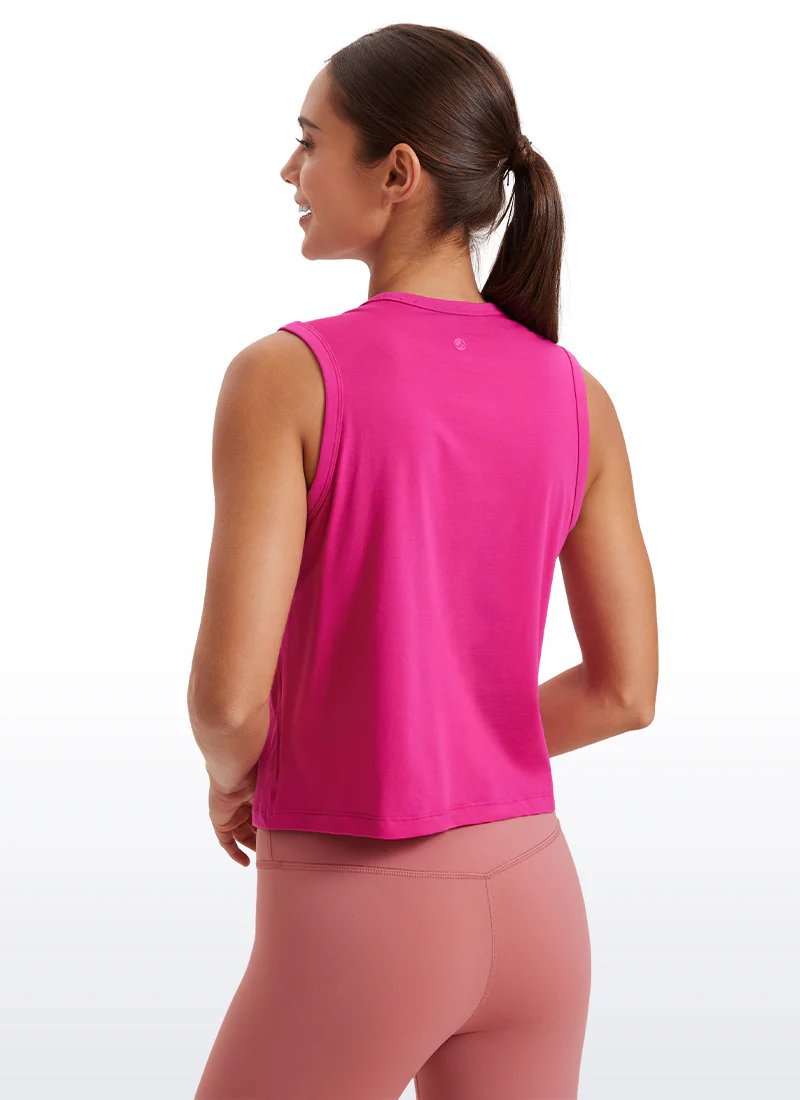 Pima Cotton High Neck Cropped Tank - Image 28