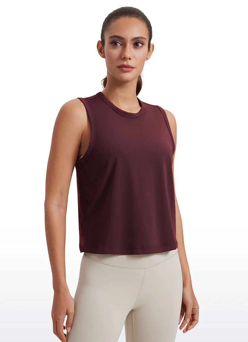 Pima Cotton High Neck Cropped Tank - Image 31