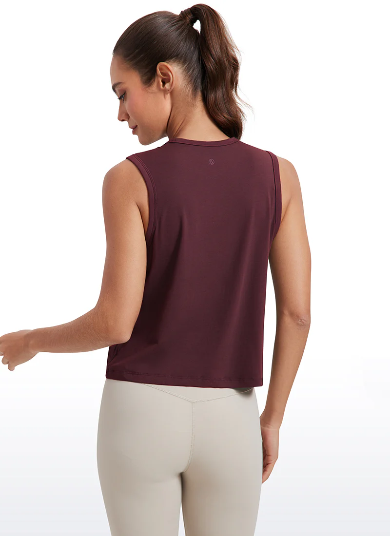 Pima Cotton High Neck Cropped Tank - Image 32