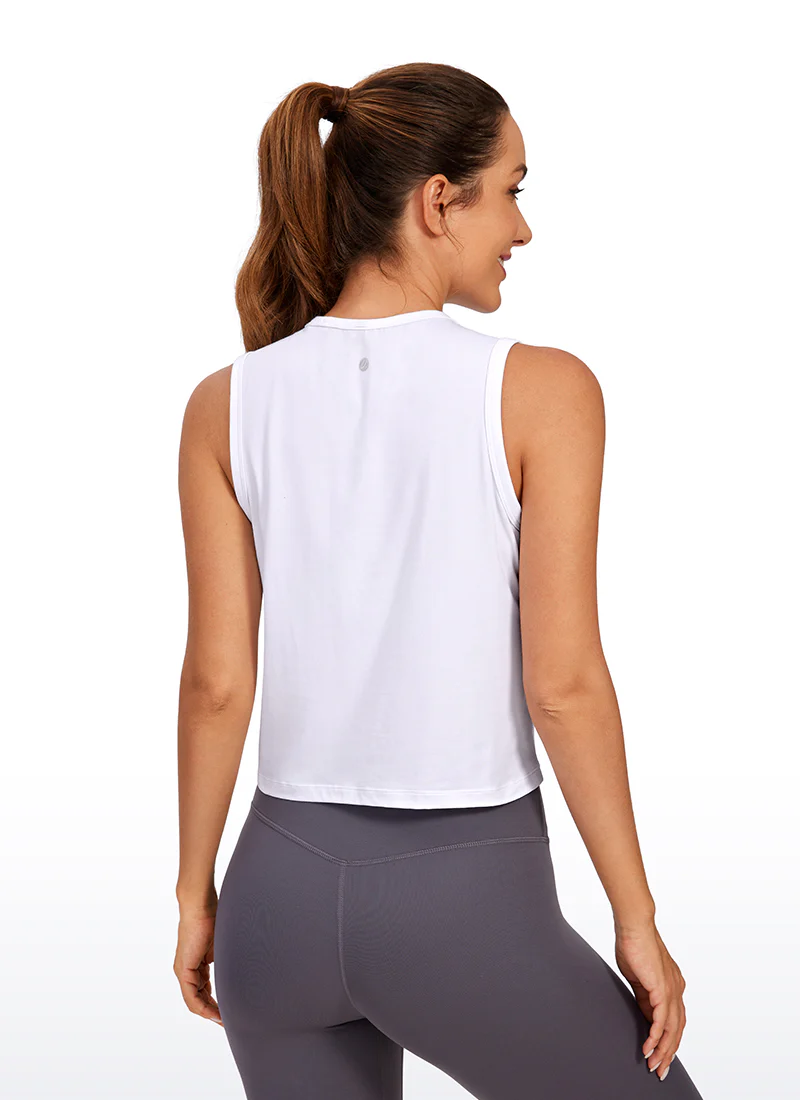 Pima Cotton High Neck Cropped Tank - Image 9