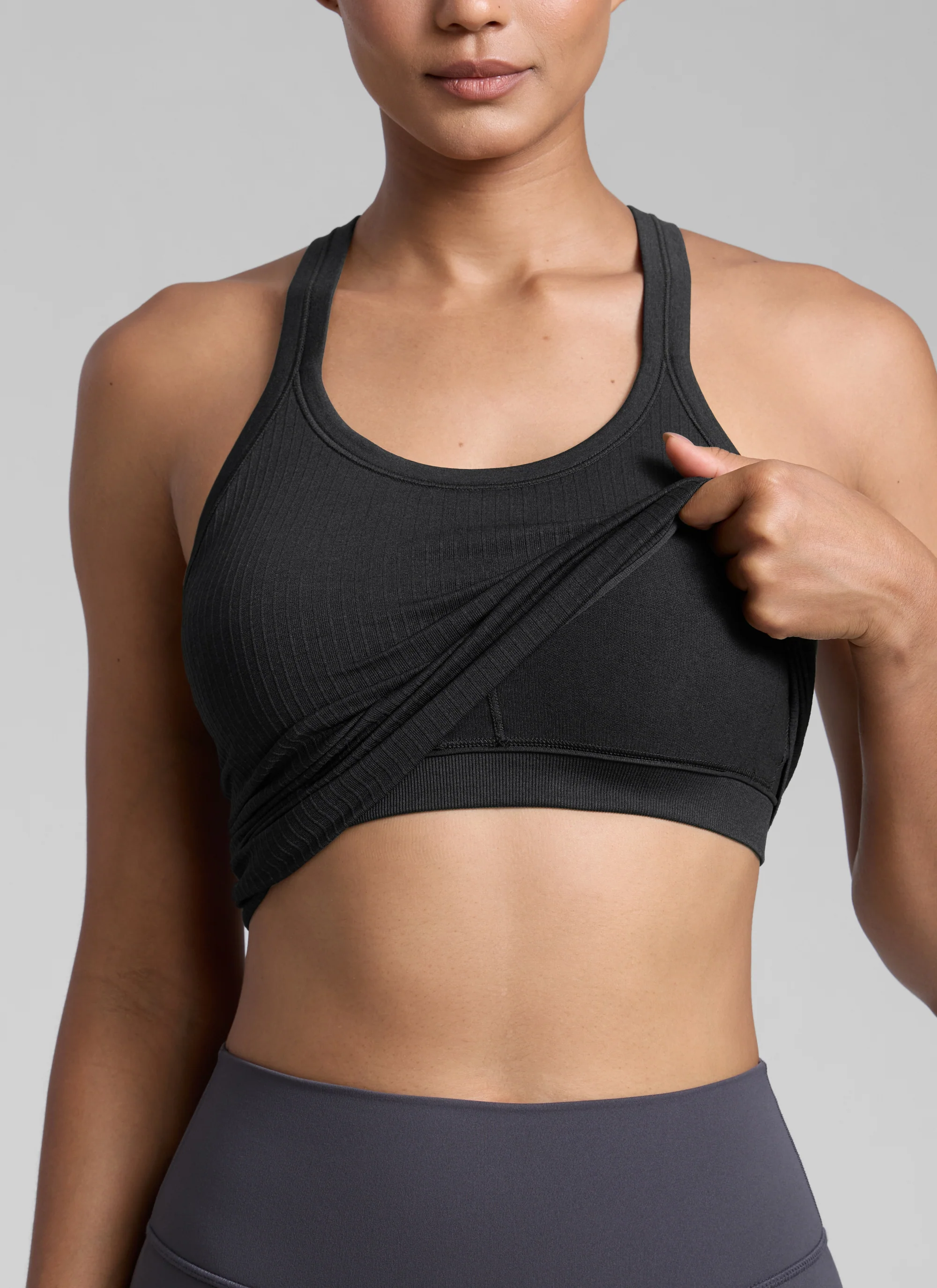 Seamless Racerback Built in Bra Ribbed Tank - Image 11