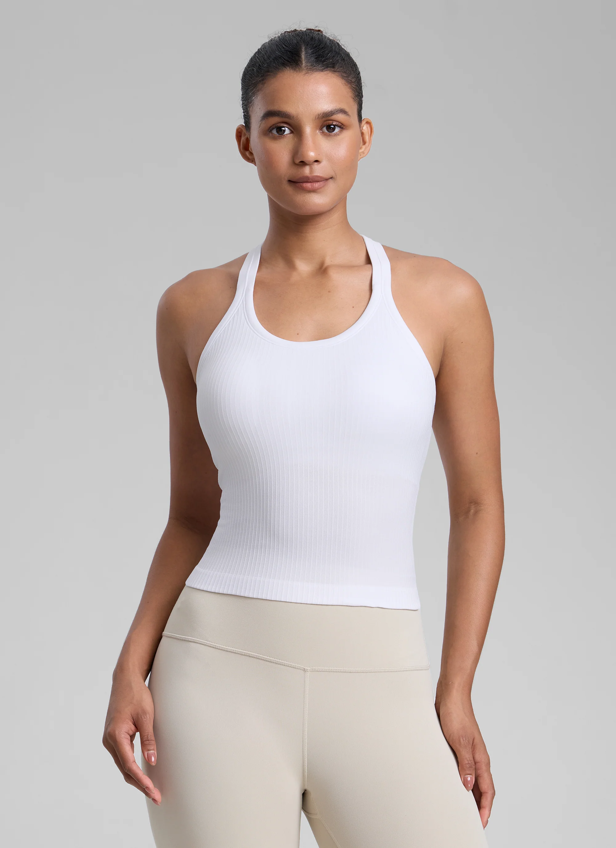 Seamless Racerback Built in Bra Ribbed Tank - Image 13