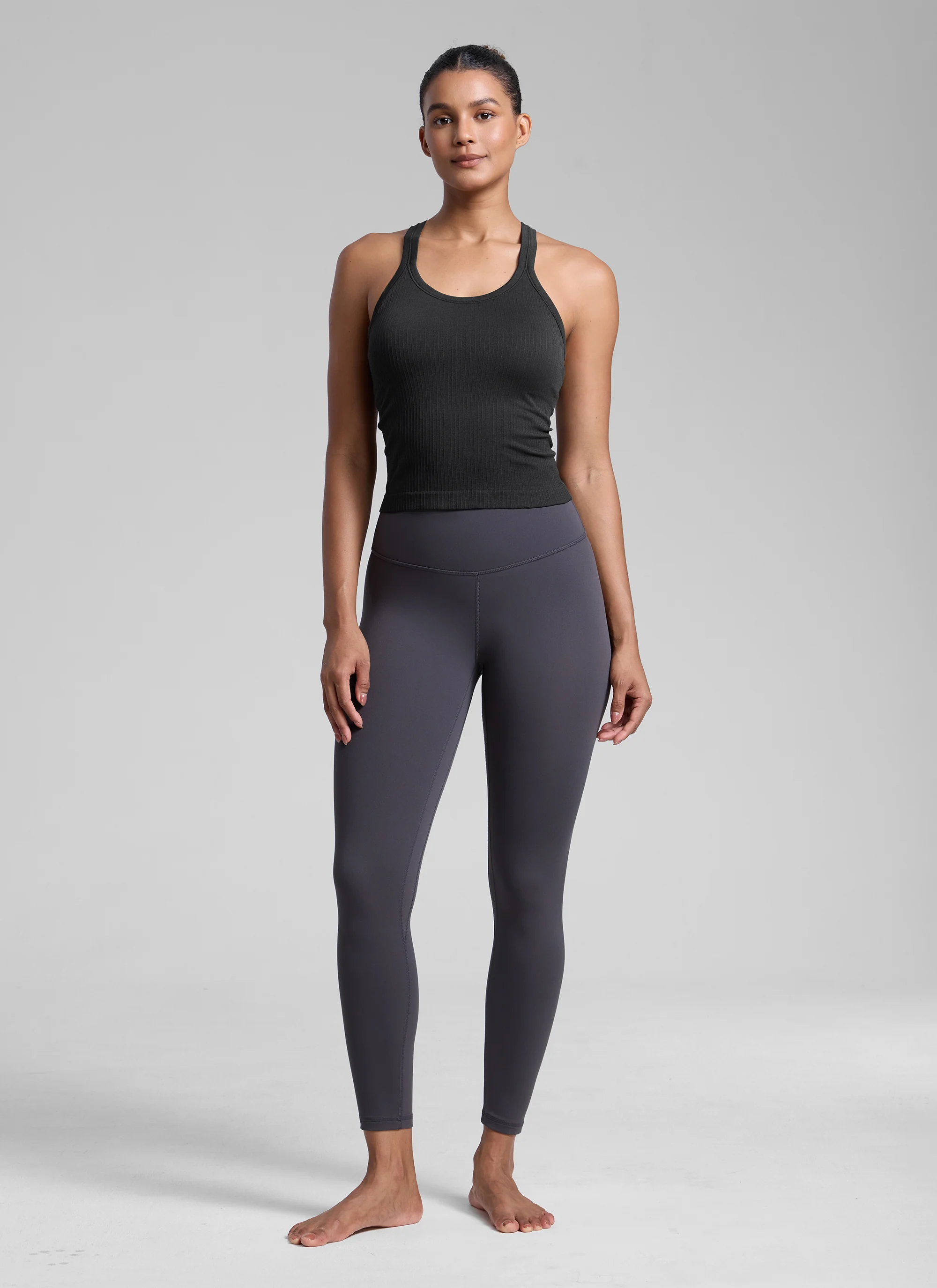 Seamless Racerback Built in Bra Ribbed Tank - Image 9