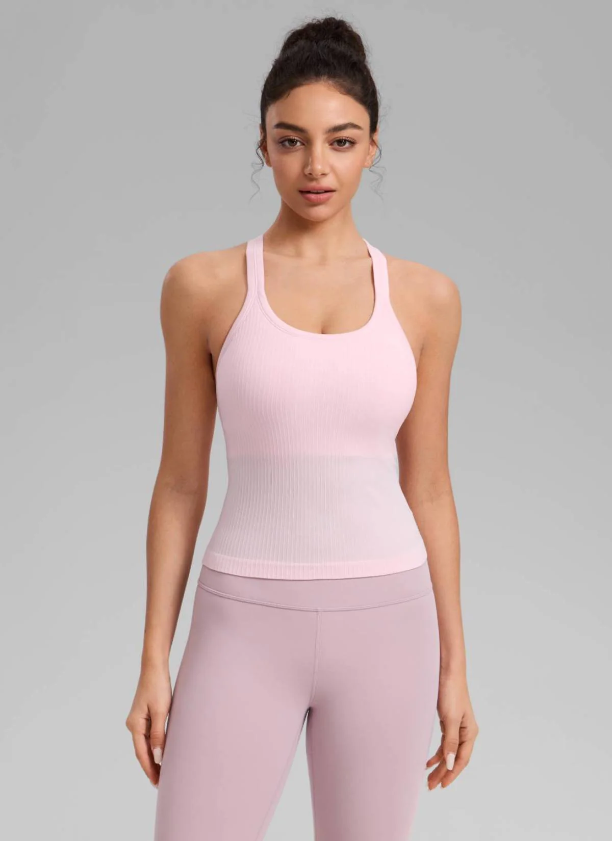 Seamless Racerback Built in Bra Ribbed Tank - Image 14