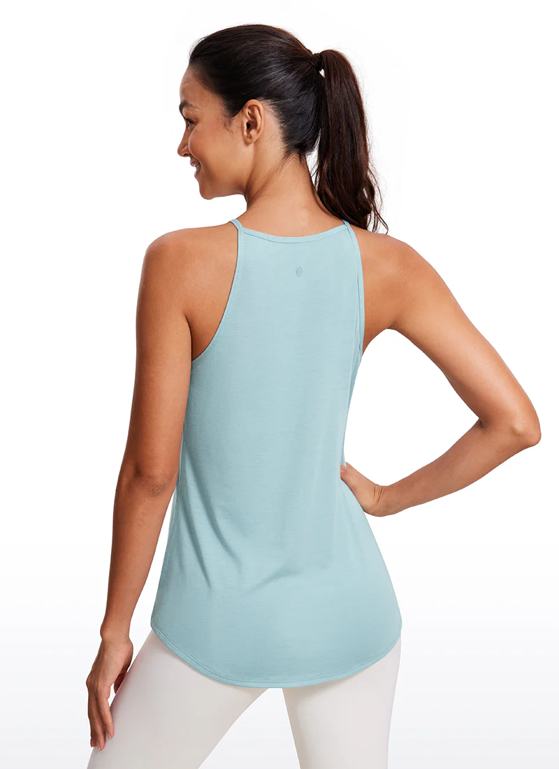 Hip Length High Neck Halter Tank - Image 2