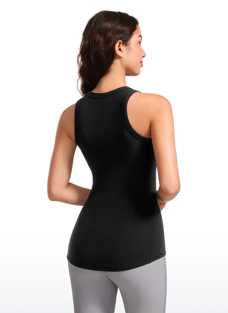 Hip Length High Neck Ribbed Racerback Tank - Image 10