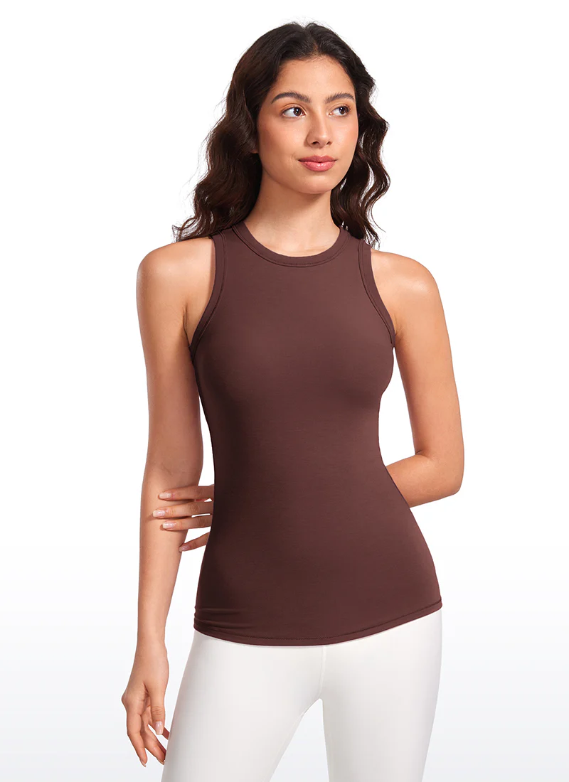 Hip Length High Neck Ribbed Racerback Tank - Image 13