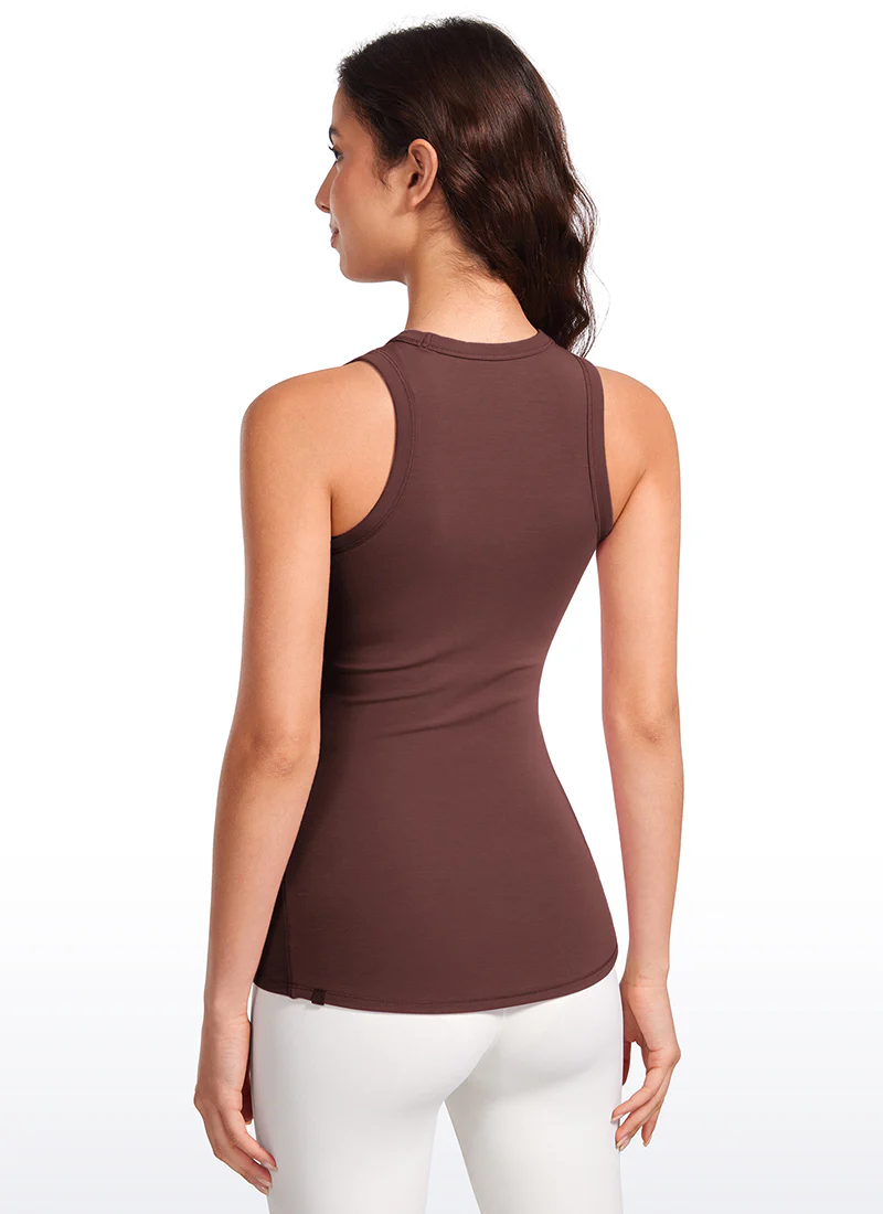 Hip Length High Neck Ribbed Racerback Tank - Image 14