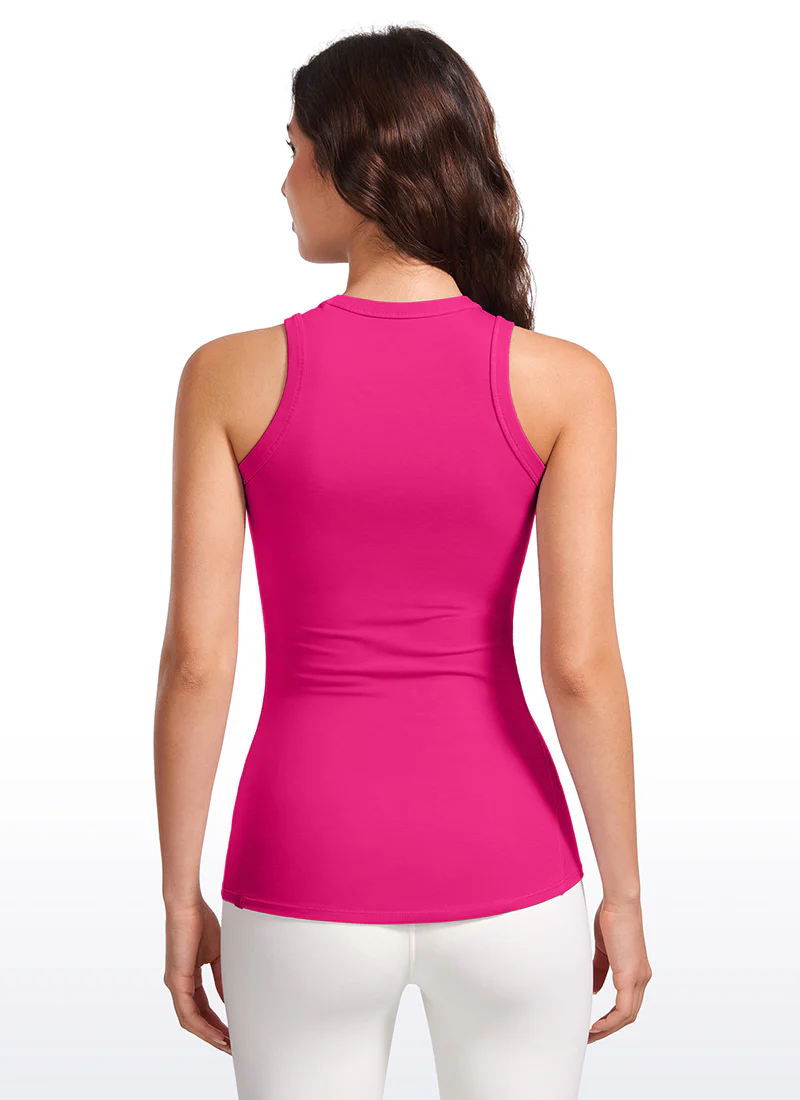 Hip Length High Neck Ribbed Racerback Tank - Image 18