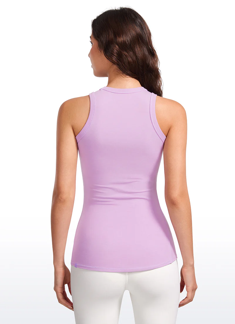 Hip Length High Neck Ribbed Racerback Tank - Image 6