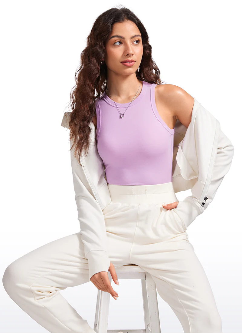 Hip Length High Neck Ribbed Racerback Tank - Image 7
