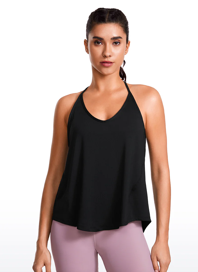 Lightweight Tie Back Halter V Neck Tank - Image 11
