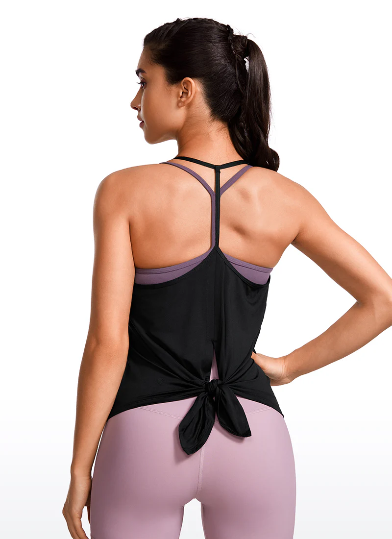 Lightweight Tie Back Halter V Neck Tank - Image 14