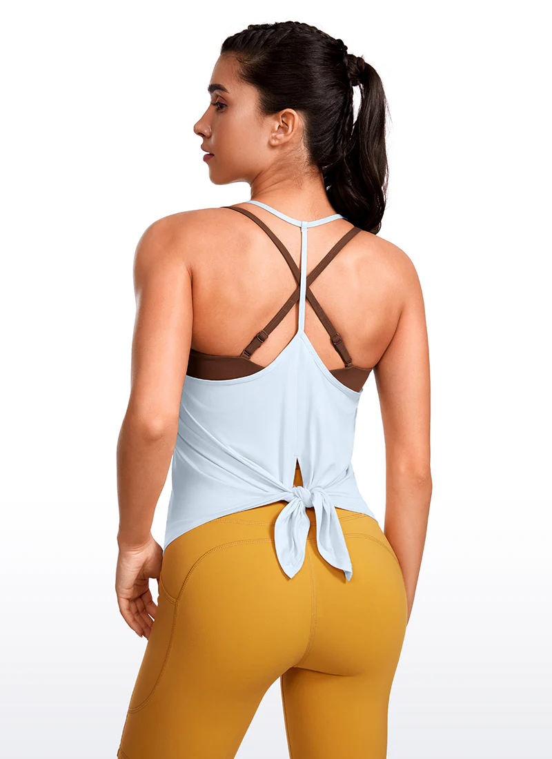 Lightweight Tie Back Halter V Neck Tank - Image 5
