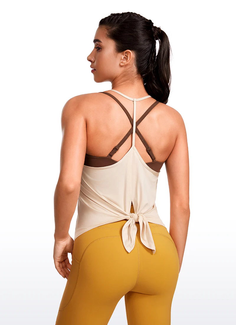 Lightweight Tie Back Halter V Neck Tank - Image 7