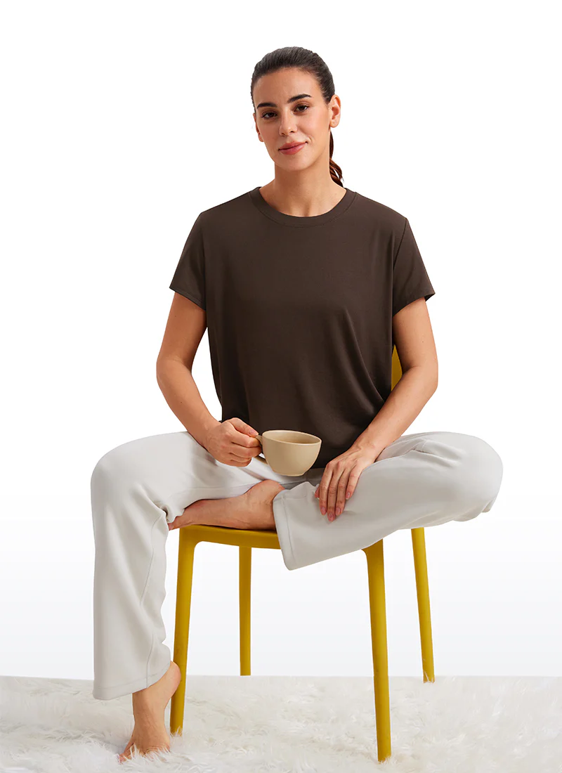 Flowy Yoga Crew Neck Short Sleeve - Image 3