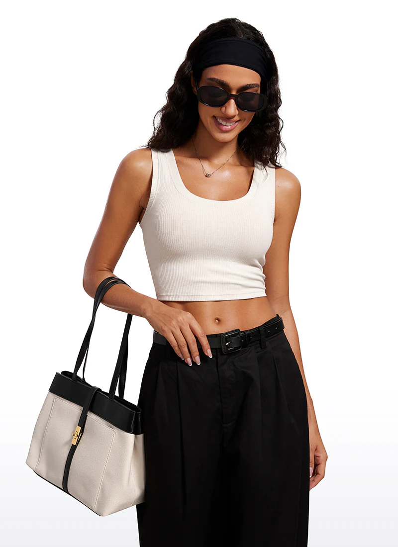 Ribbed Cropped Length Scoop Neck Tank - Image 10