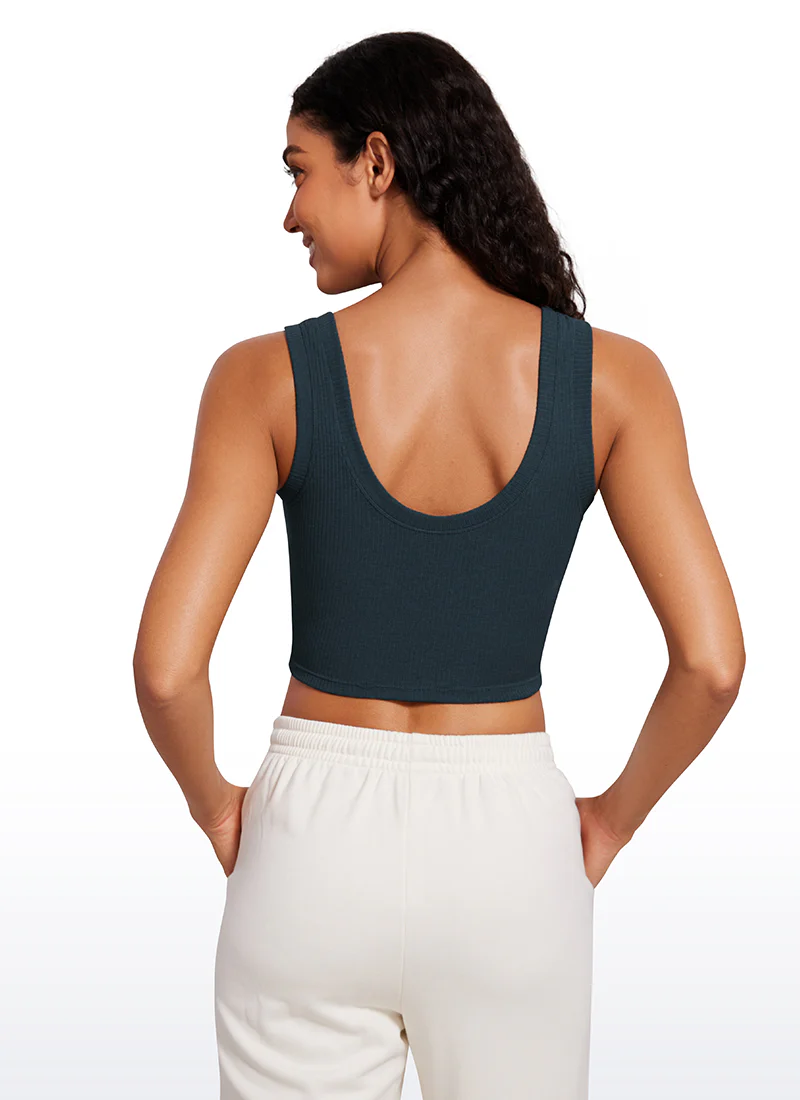 Ribbed Cropped Length Scoop Neck Tank - Image 17