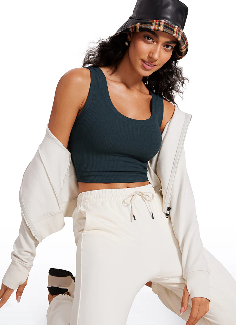 Ribbed Cropped Length Scoop Neck Tank - Image 19
