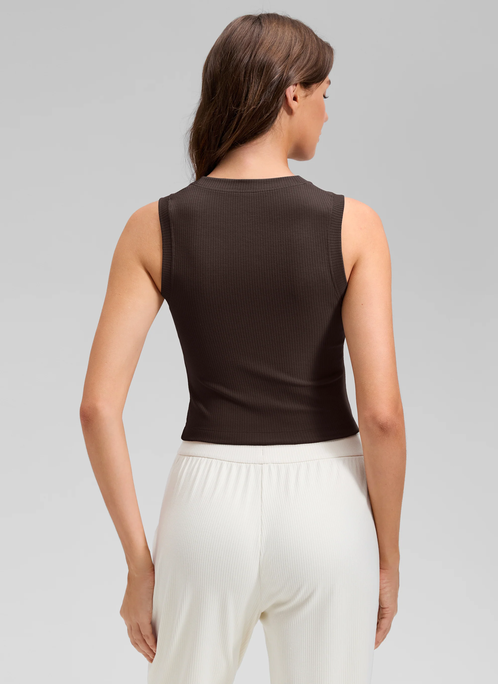 Ribbed Waist Length High Neck Tank - Image 22