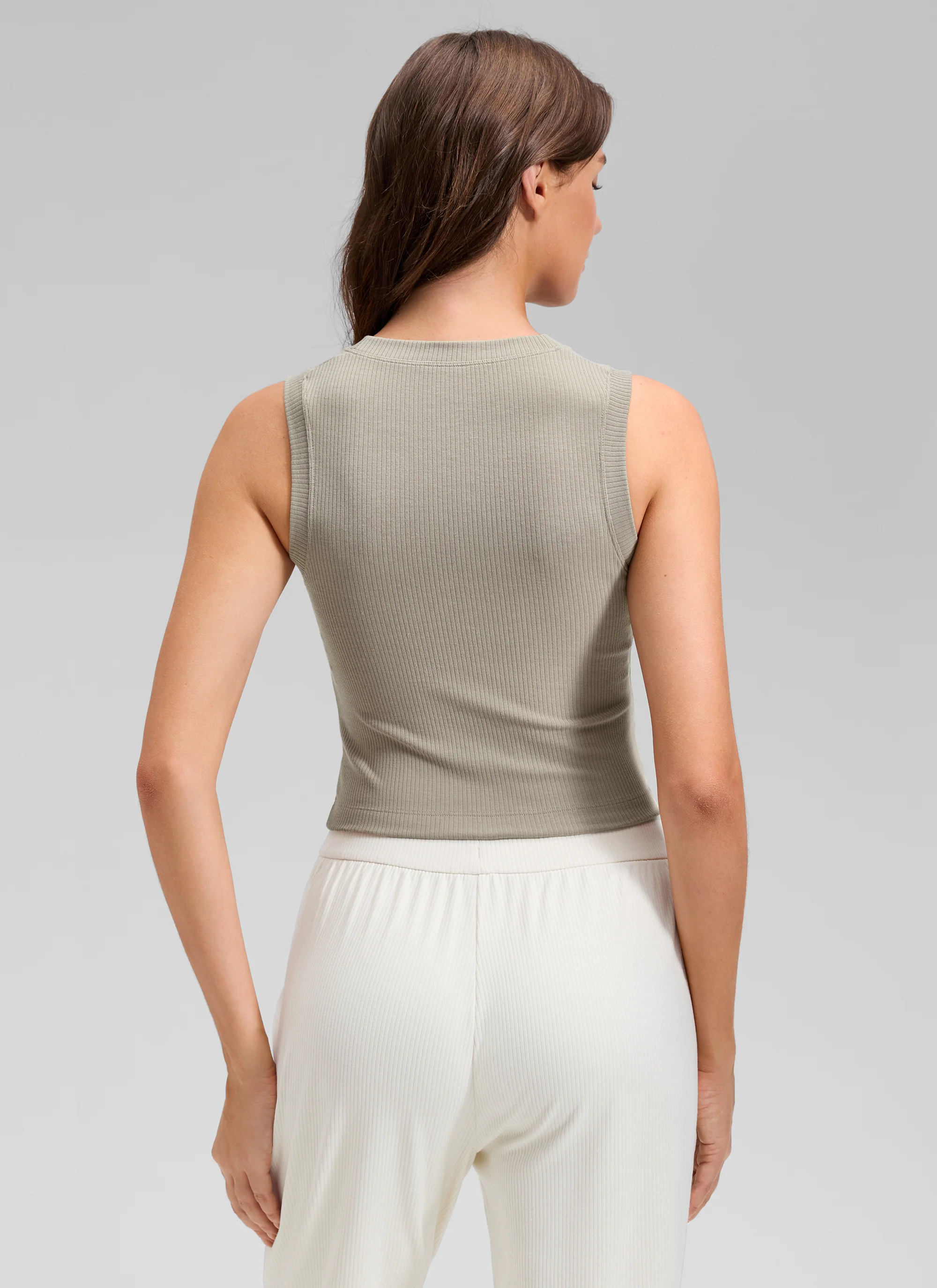 Ribbed Waist Length High Neck Tank - Image 26