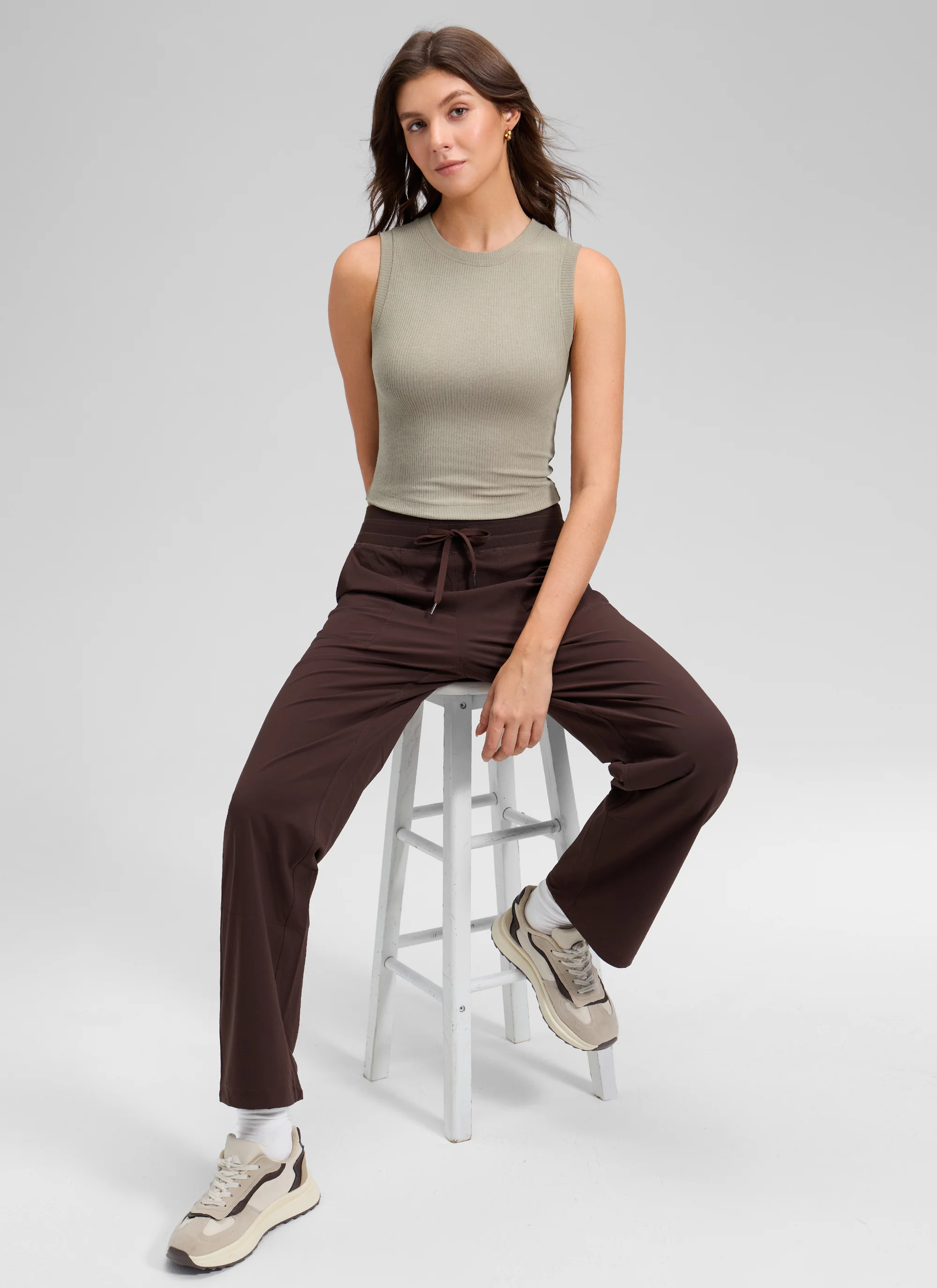 Ribbed Waist Length High Neck Tank - Image 27