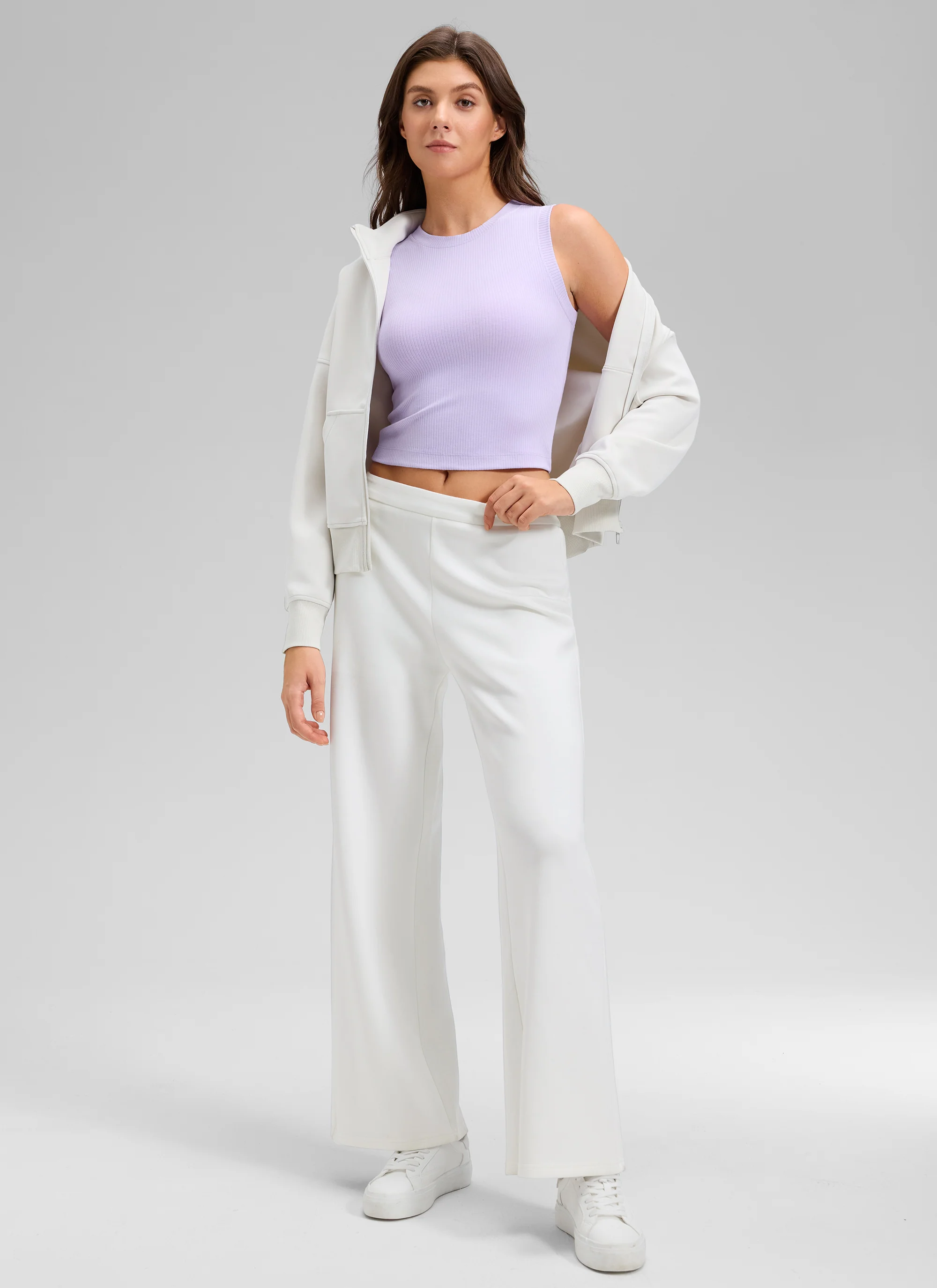 Ribbed Waist Length High Neck Tank - Image 36