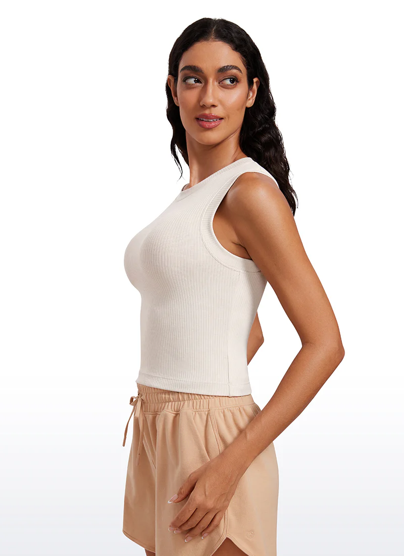Ribbed Waist Length High Neck Tank - Image 4