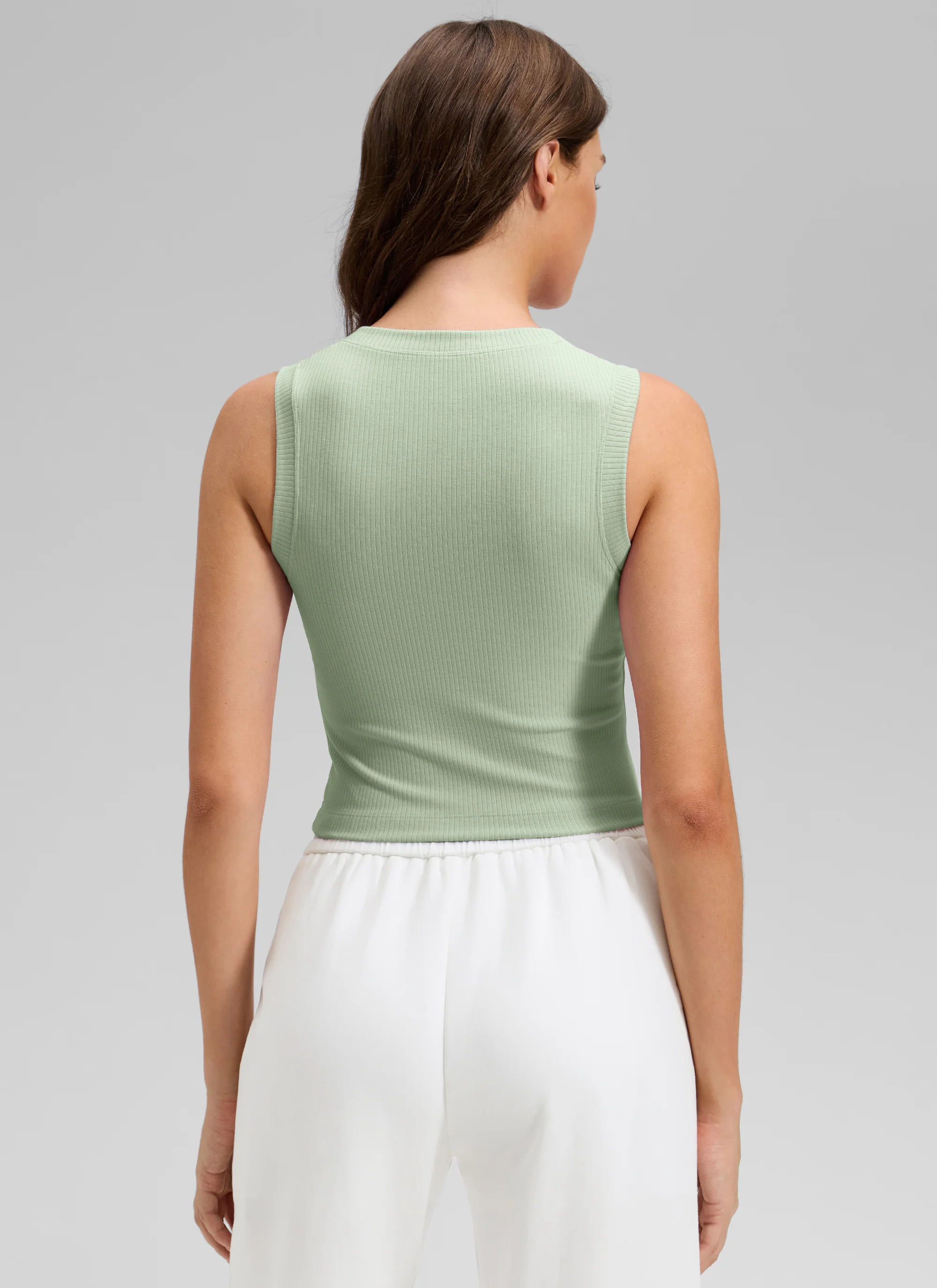 Ribbed Waist Length High Neck Tank - Image 40