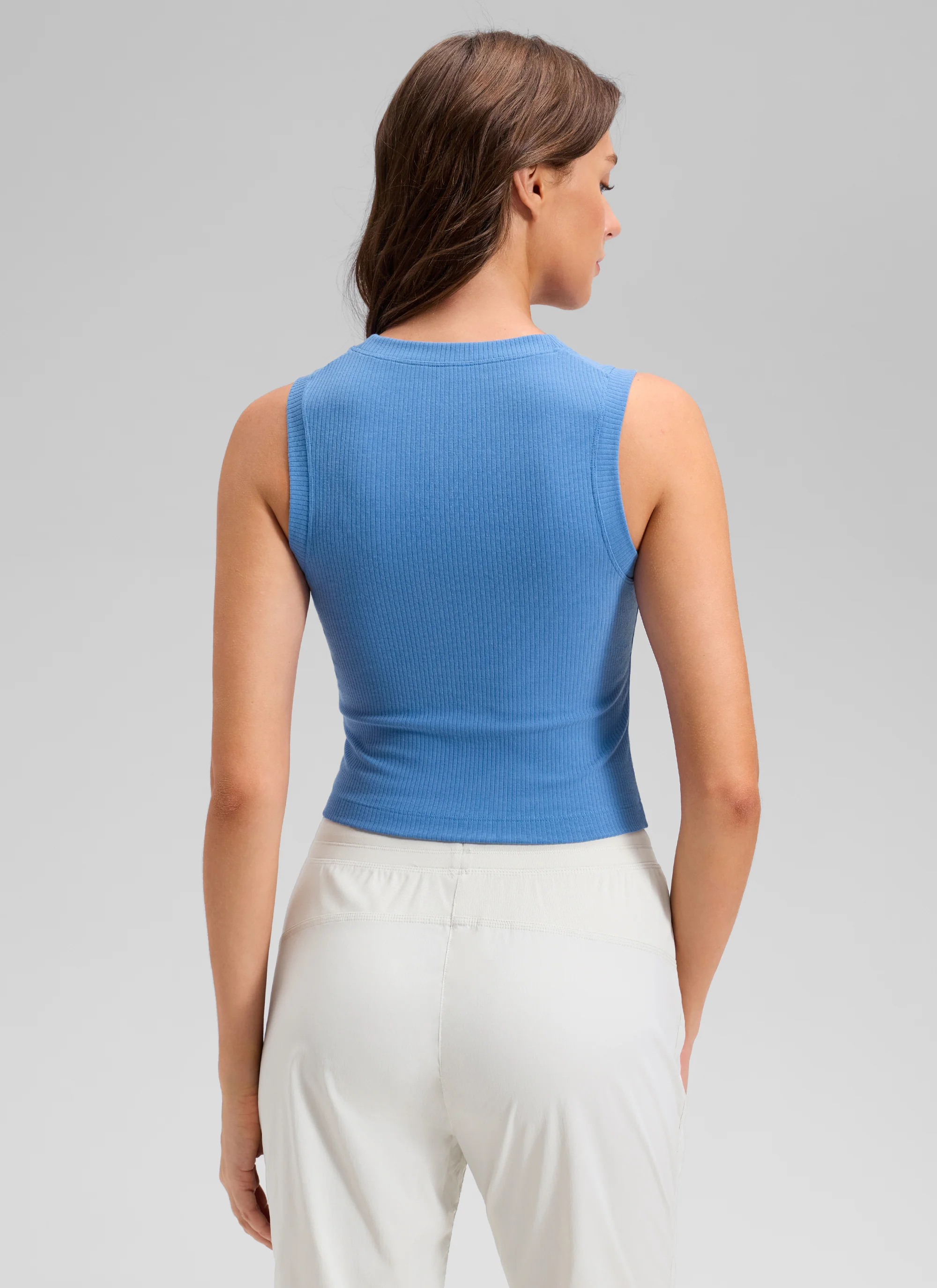 Ribbed Waist Length High Neck Tank - Image 45