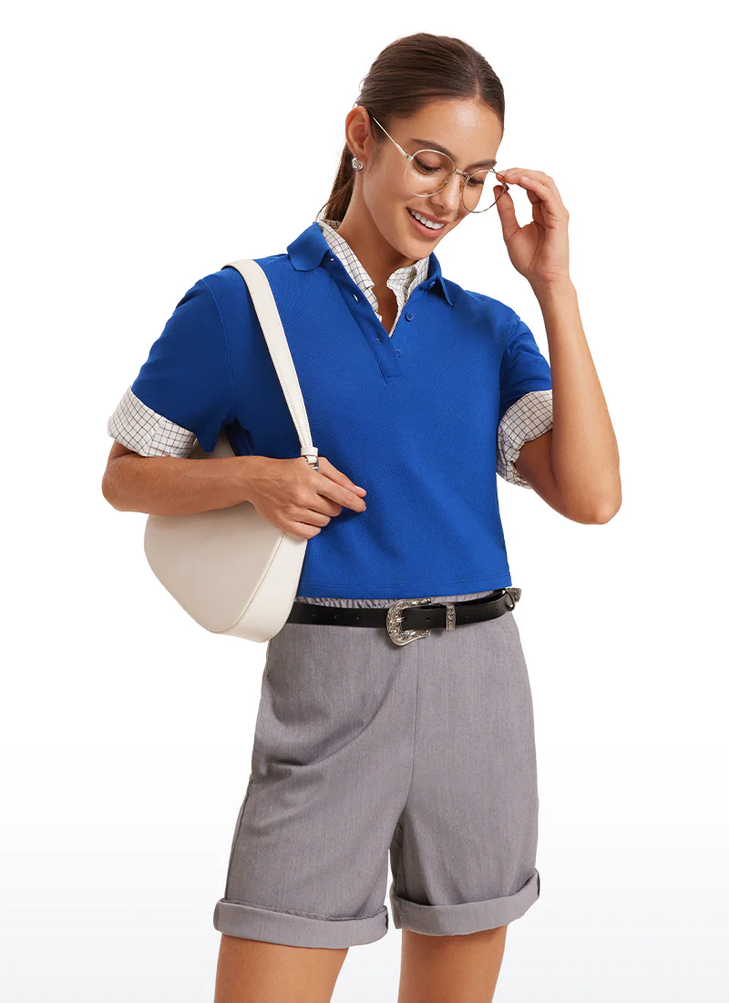 3 Button Collared Cropped Quick Dry Polo - Image 11