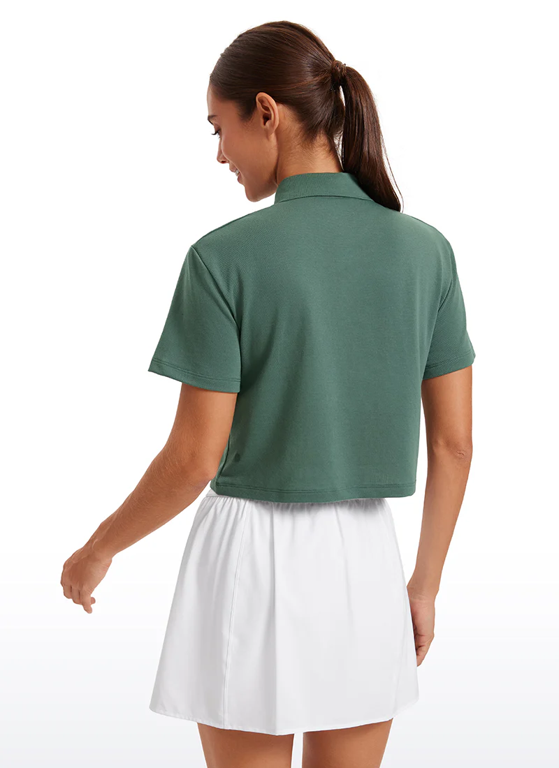 3 Button Collared Cropped Quick Dry Polo - Image 14
