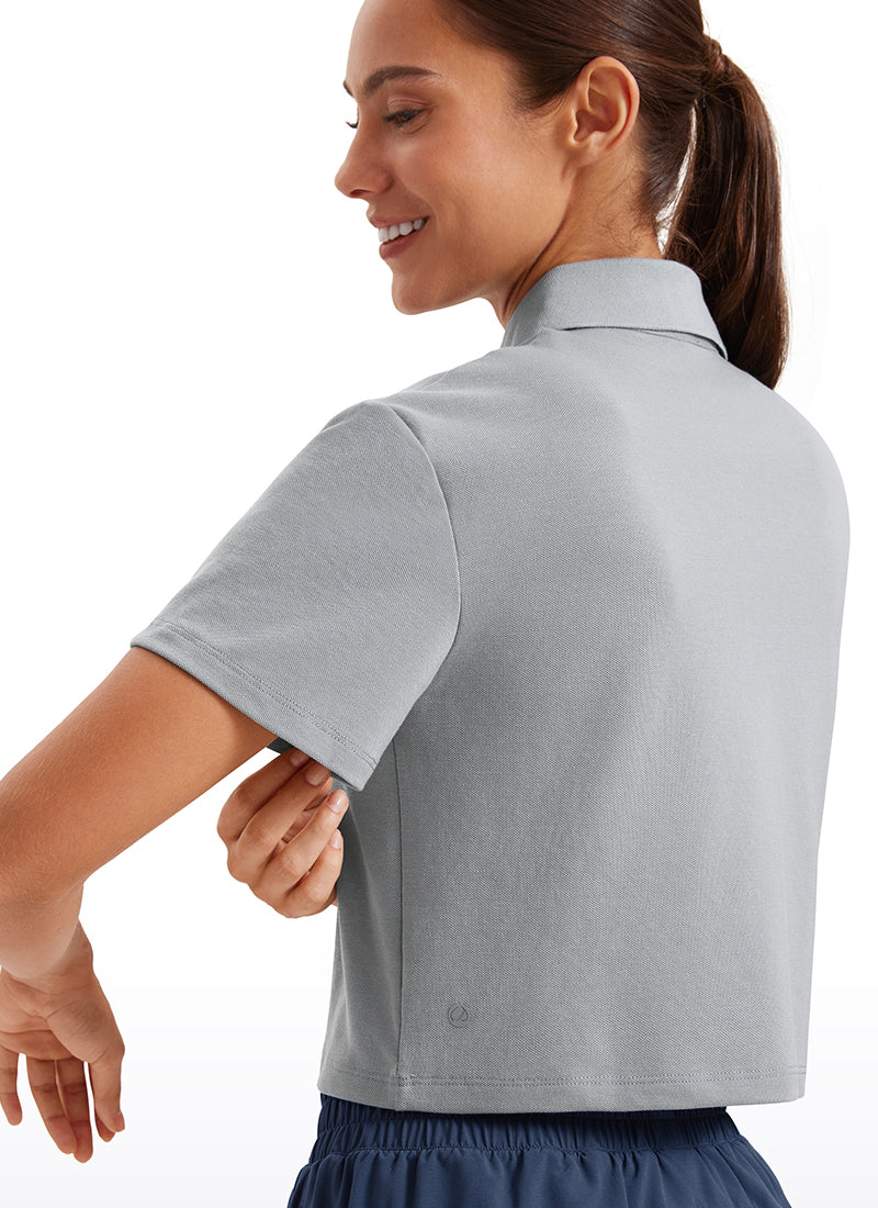 3 Button Collared Cropped Quick Dry Polo - Image 20