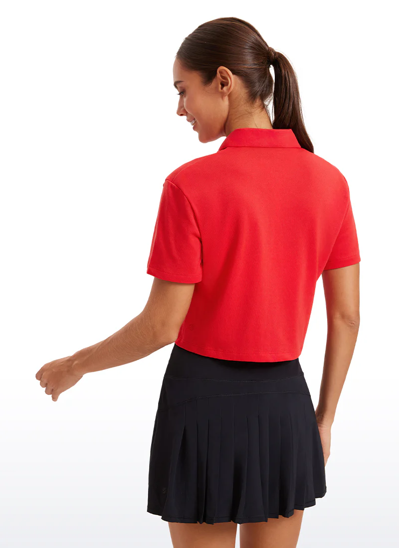 3 Button Collared Cropped Quick Dry Polo - Image 22