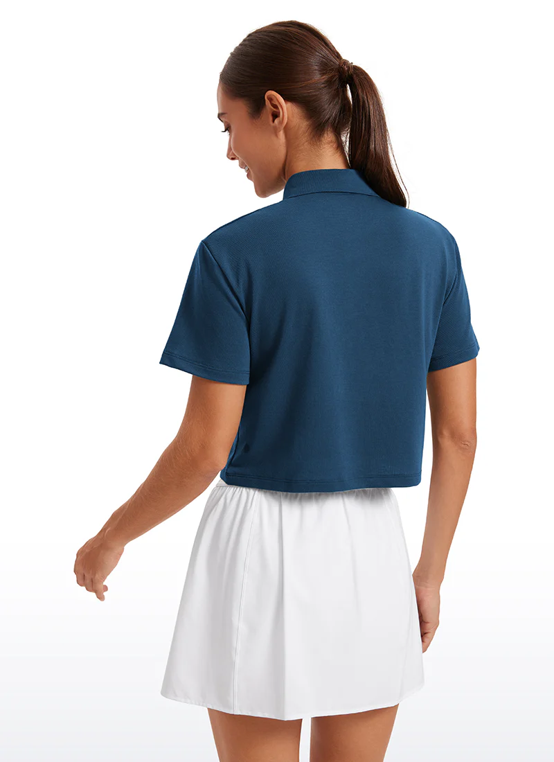 3 Button Collared Cropped Quick Dry Polo - Image 26