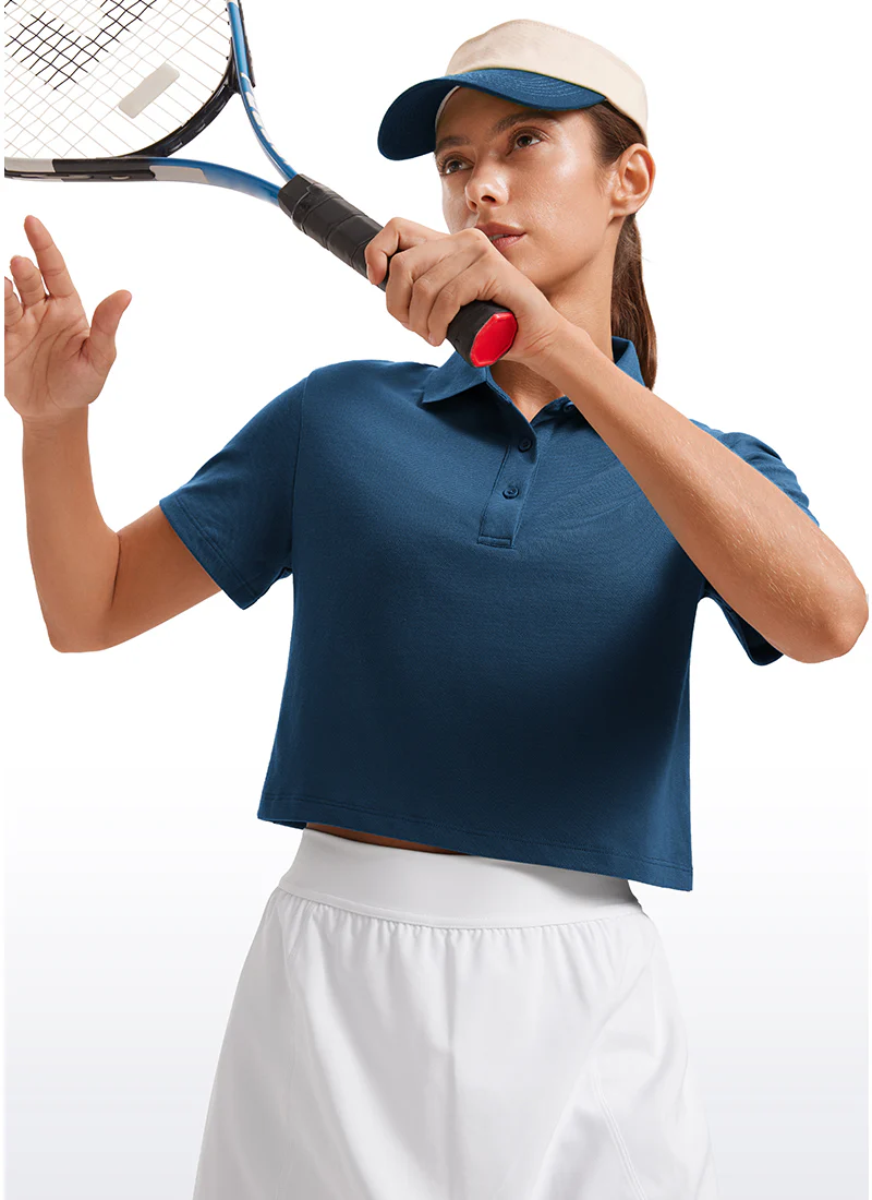 3 Button Collared Cropped Quick Dry Polo - Image 28
