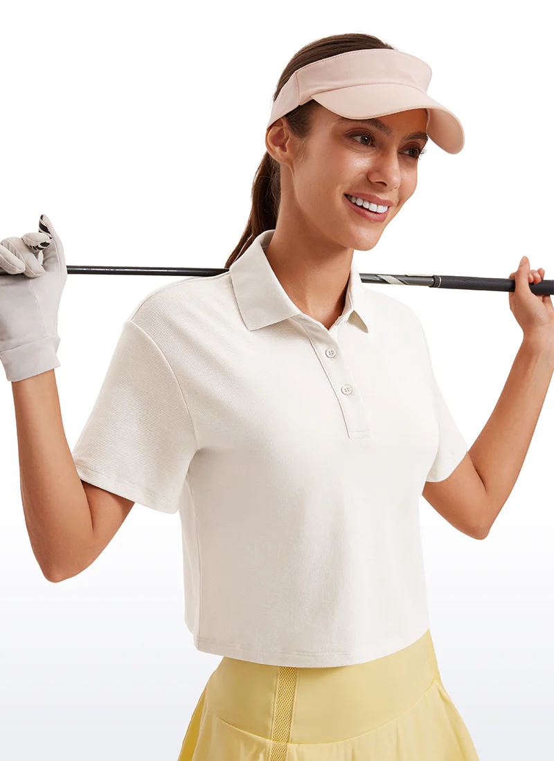 3 Button Collared Cropped Quick Dry Polo - Image 4