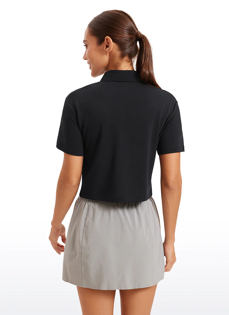 3 Button Collared Cropped Quick Dry Polo - Image 6
