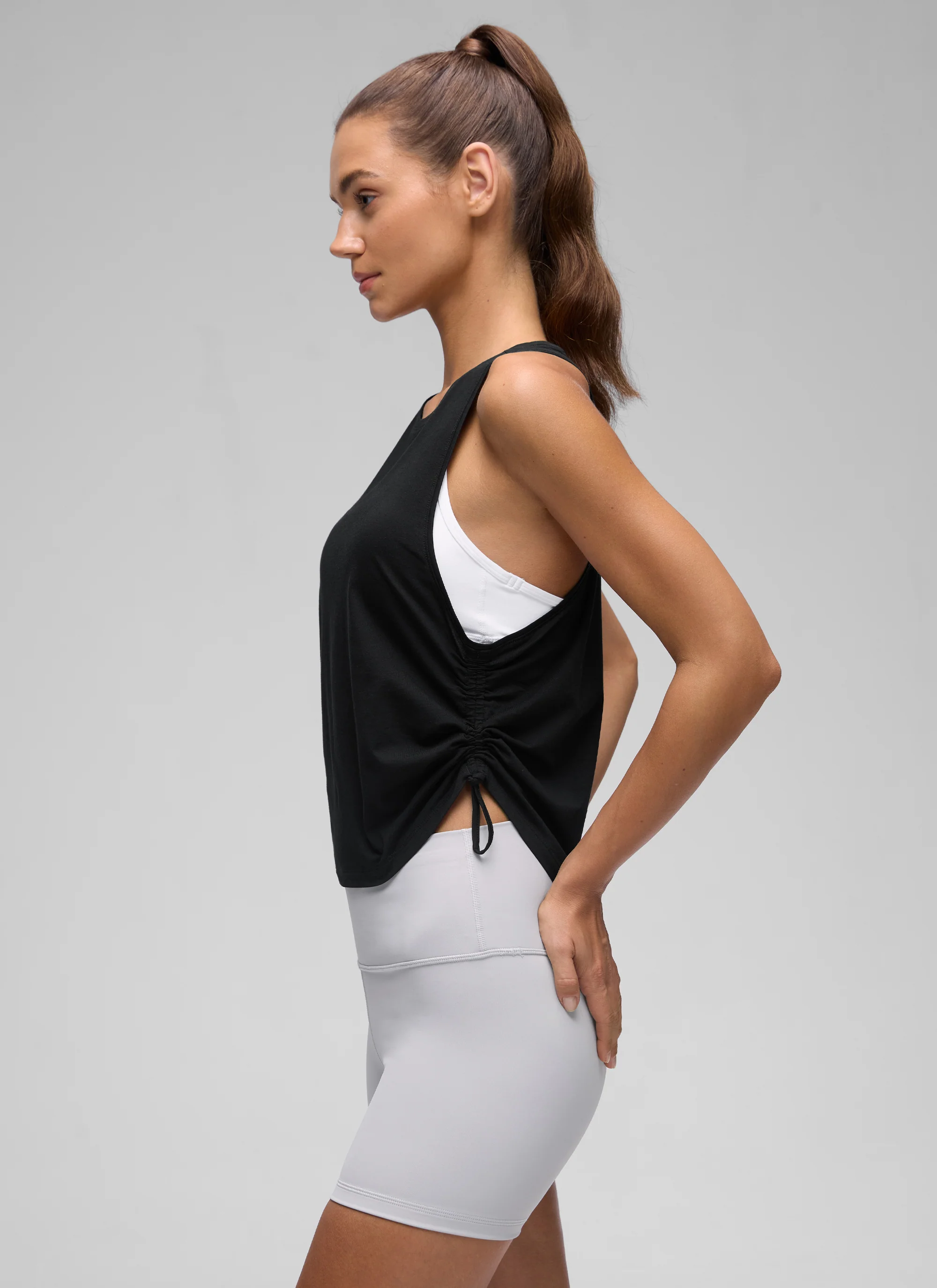 Pima Cotton Racerback Ruched Side Tank - Image 13