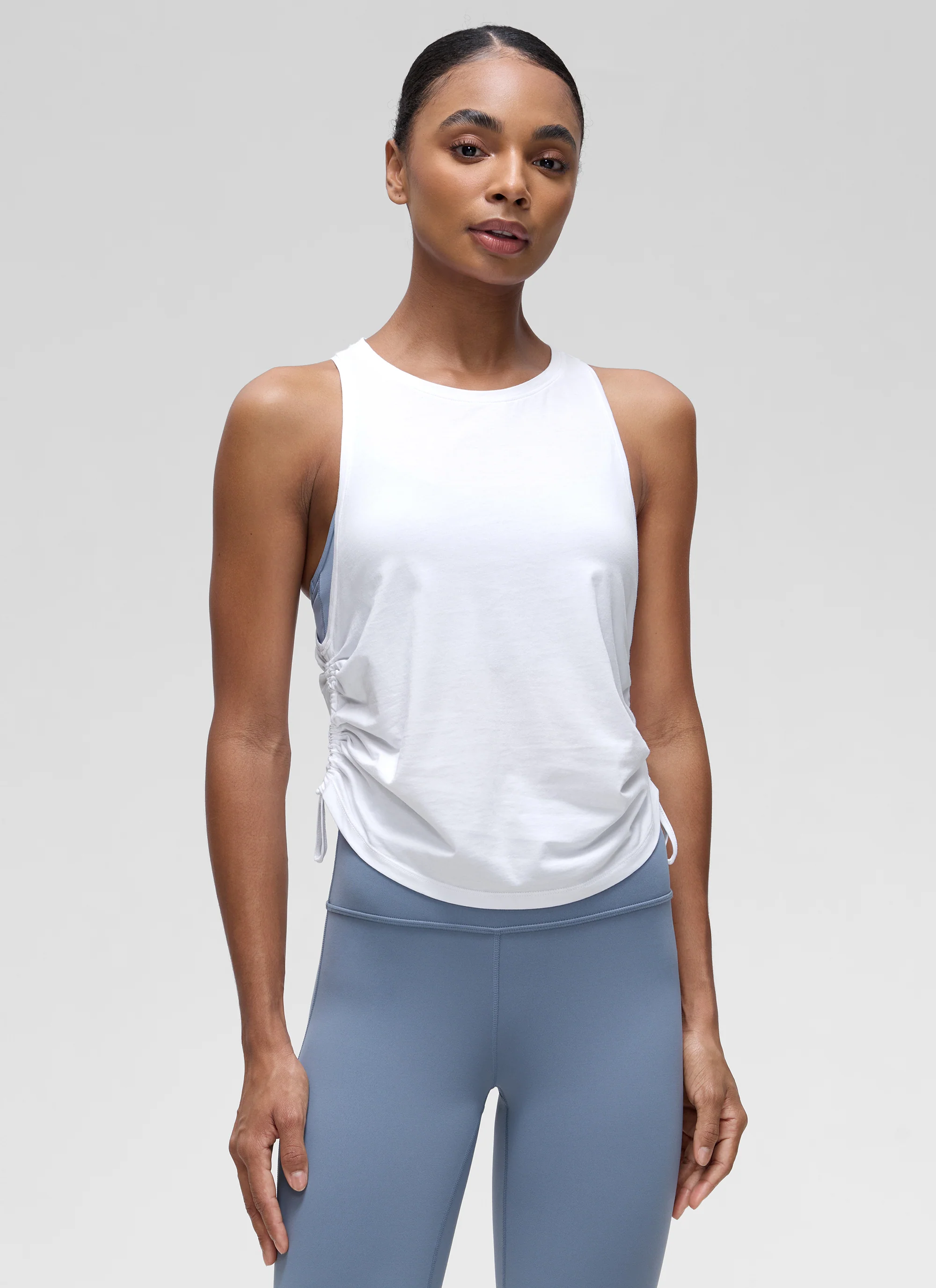 Pima Cotton Racerback Ruched Side Tank - Image 14