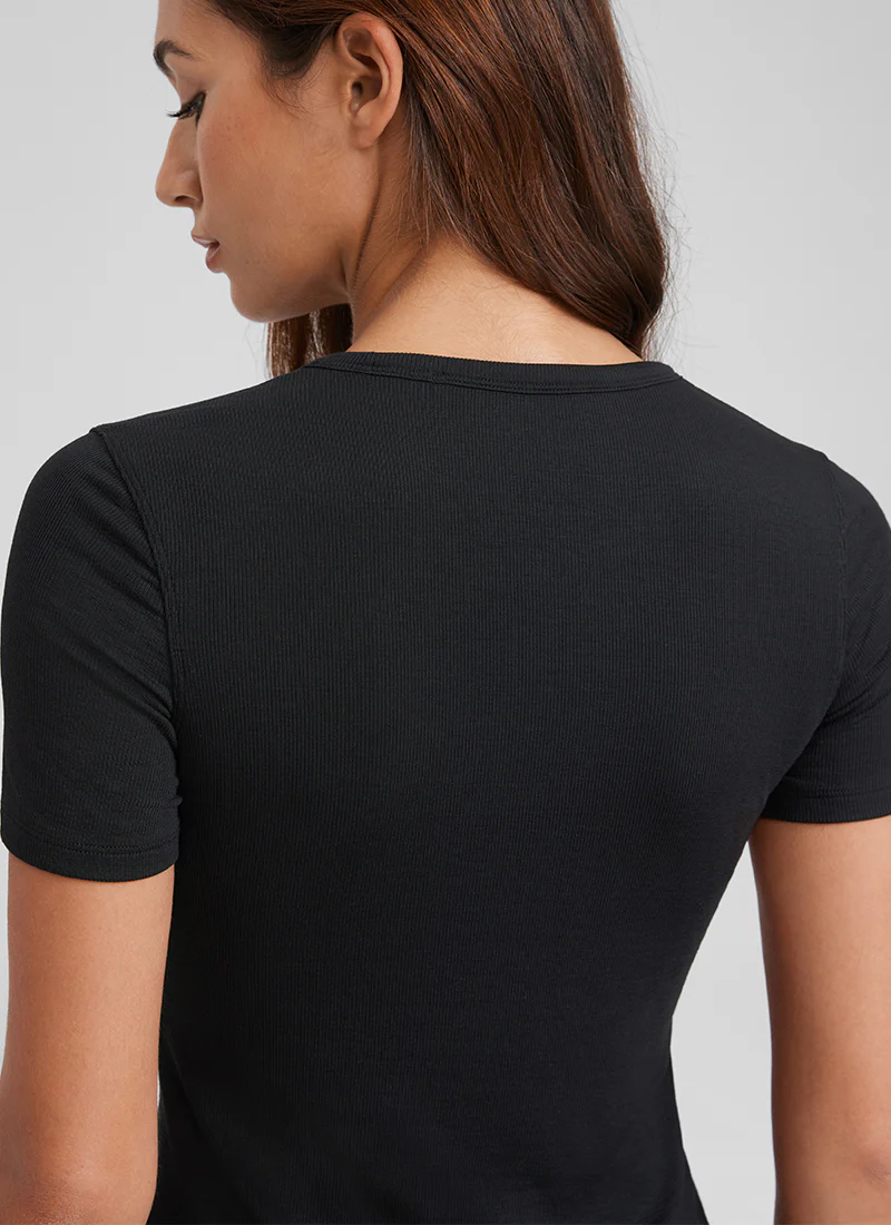 Modal Crew Neck Ribbed Short Sleeve - Image 5