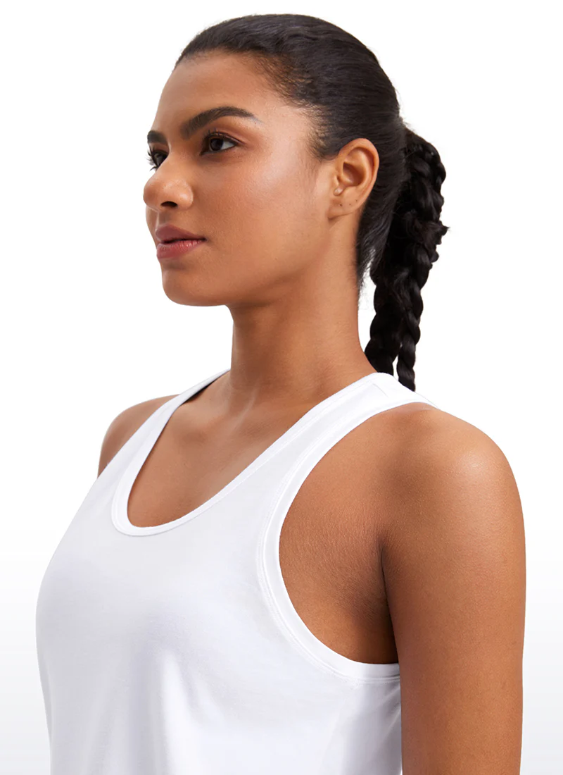 Pima Cotton Sleeveless  Scoop Neck Tank - Image 8