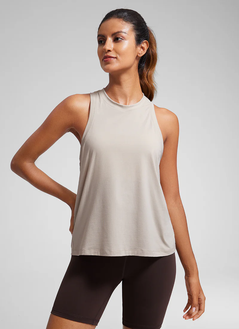 Pima Cotton Racerback High Neck Tank - Image 28