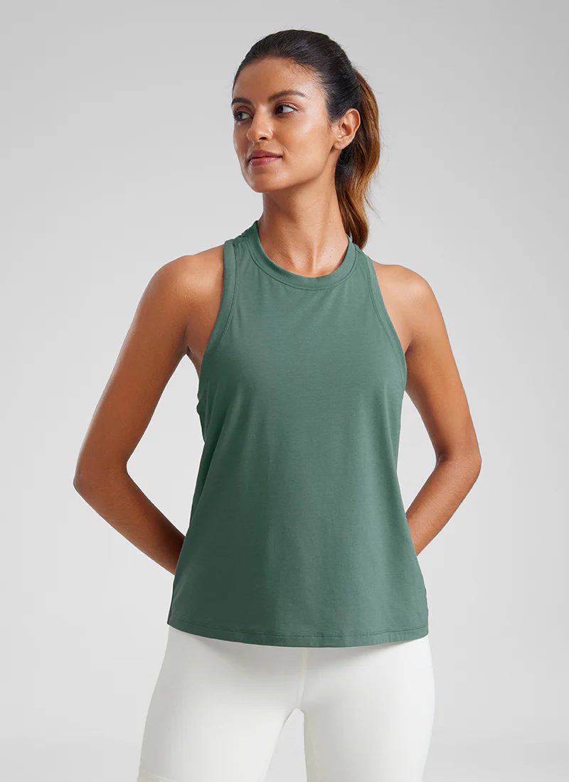 Pima Cotton Racerback High Neck Tank - Image 5