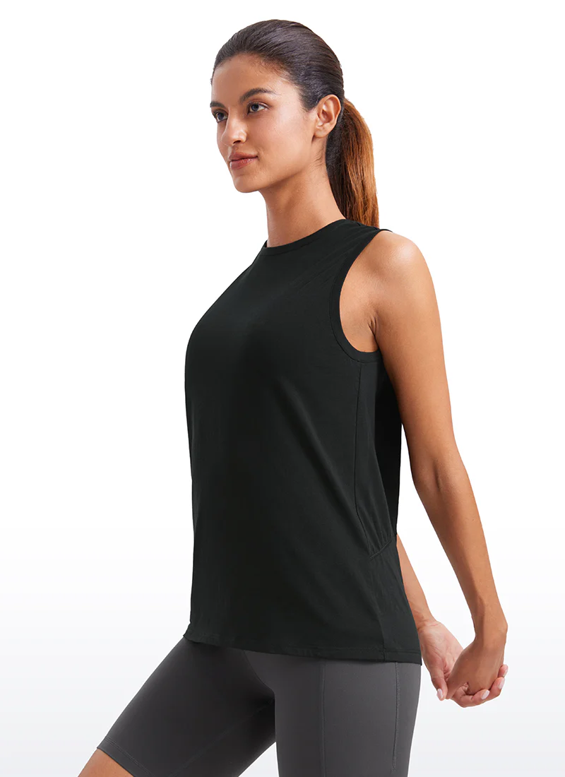 Pima Cotton Hip Length High Neck Tank - Image 8
