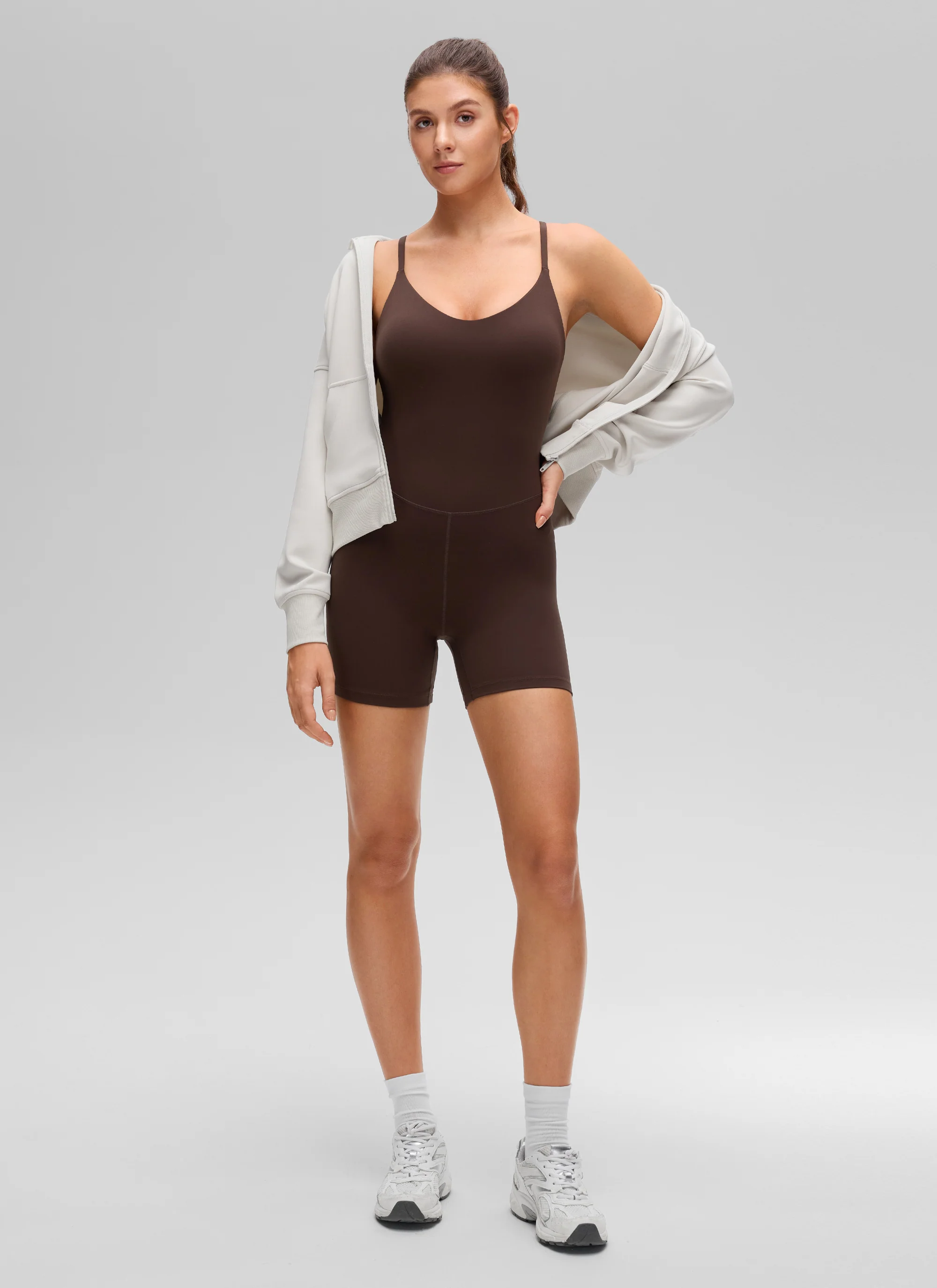 Butterluxe Cross Back Built in Bra Romper 5'' - Image 12