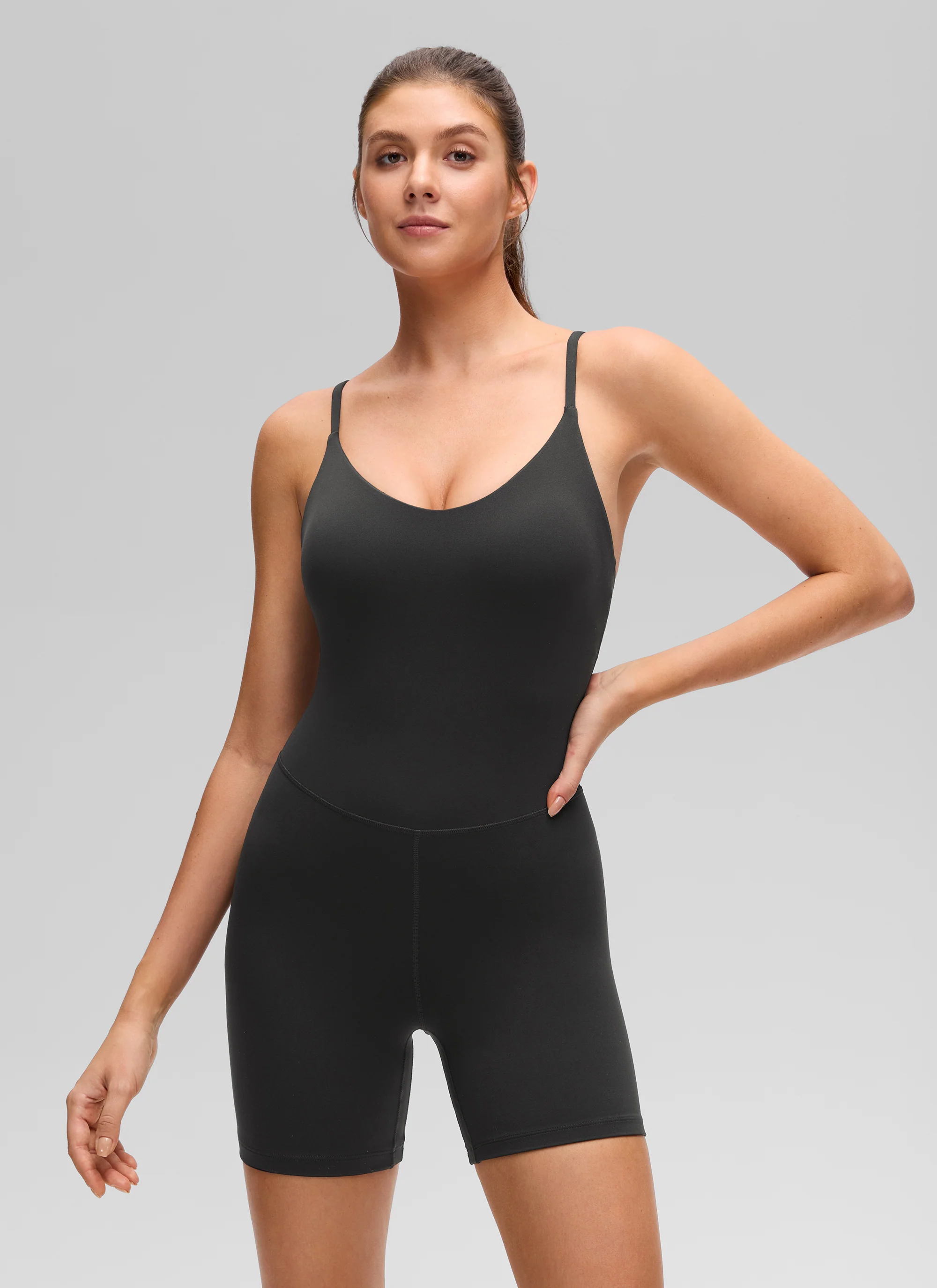 Butterluxe Cross Back Built in Bra Romper 5'' - Image 5