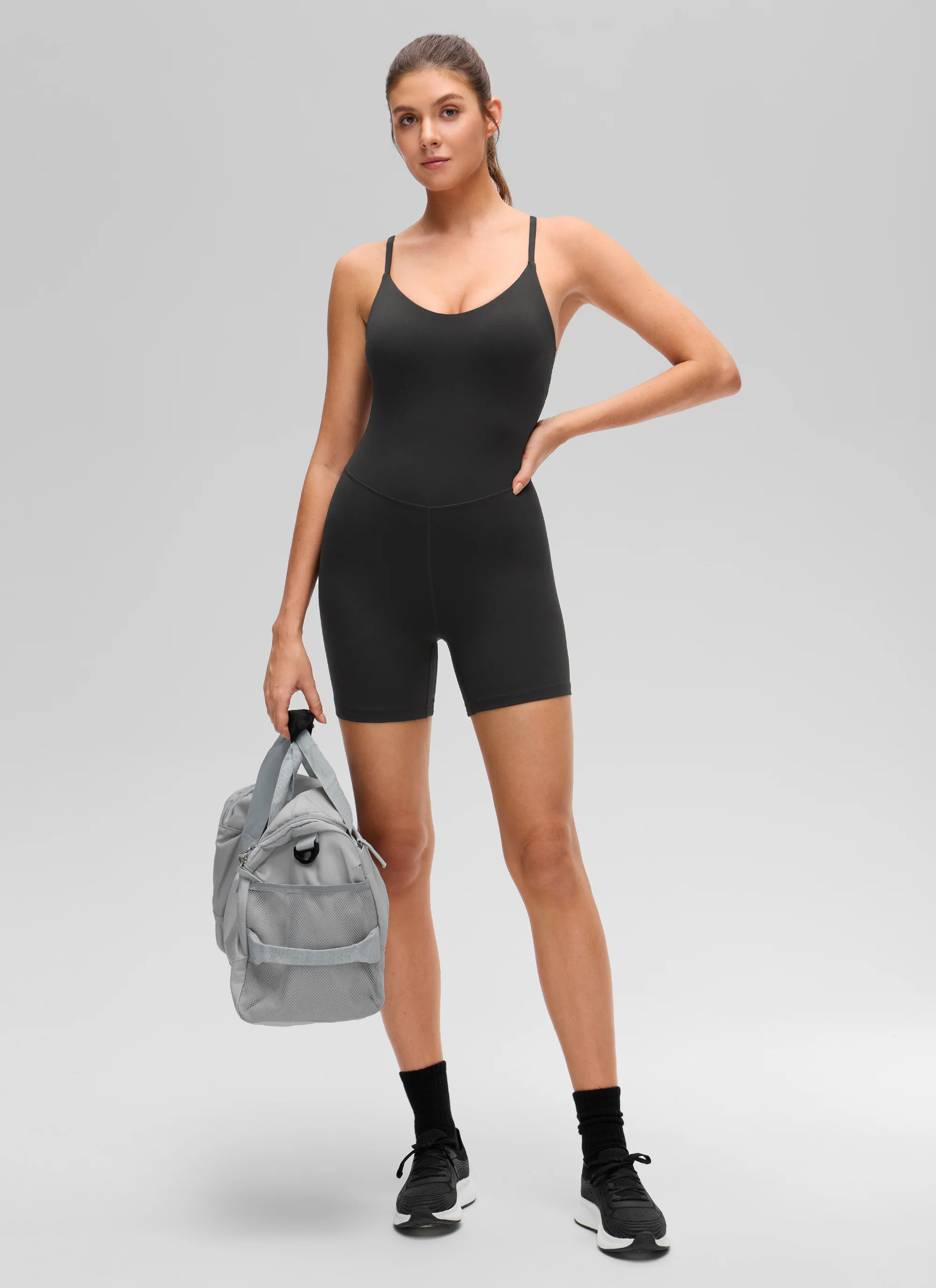Butterluxe Cross Back Built in Bra Romper 5'' - Image 7