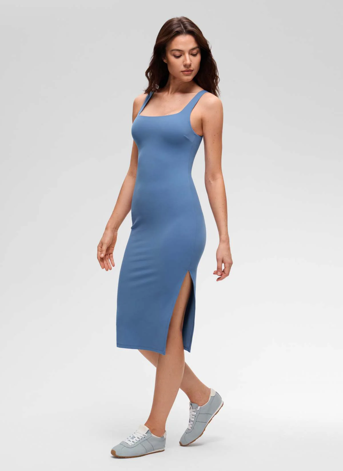 Butterluxe Square Neck Side Split Midi Dress - Image 17